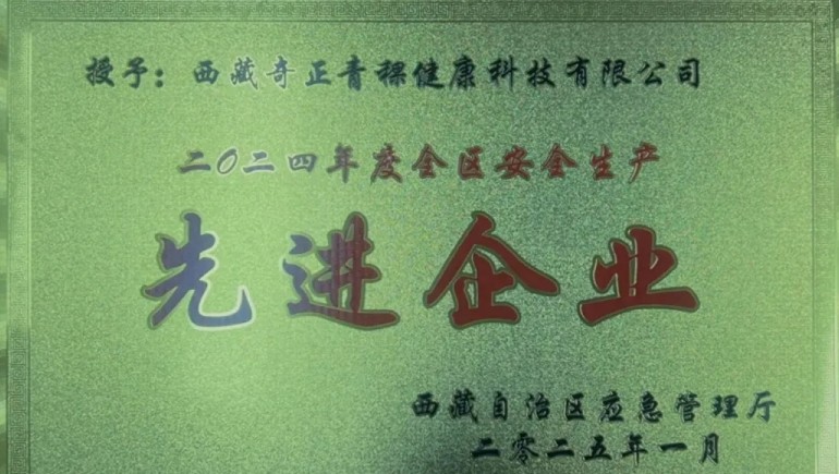 IM电竞青稞荣获“西藏自治区安全出产先进企业”称号